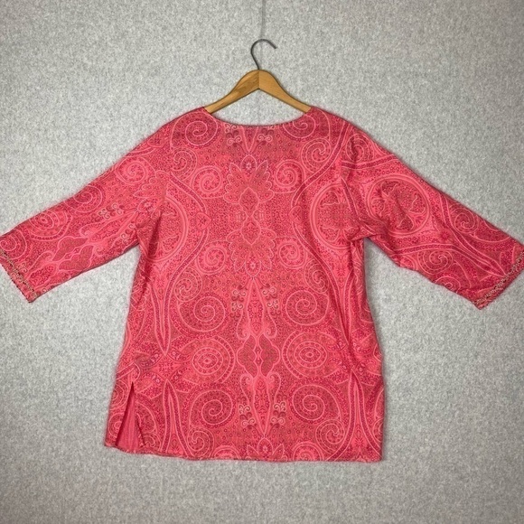 Avenue Boho Top Embroidery Detail Neck and Cuffs 100% Cotton Sz 14/16 - Picture 3 of 10